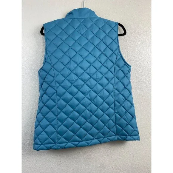 J. Jill Down Filled Quilted Vest Womens Blue Medium Warm Lightweight Fall Winter - Picture 12 of 12
